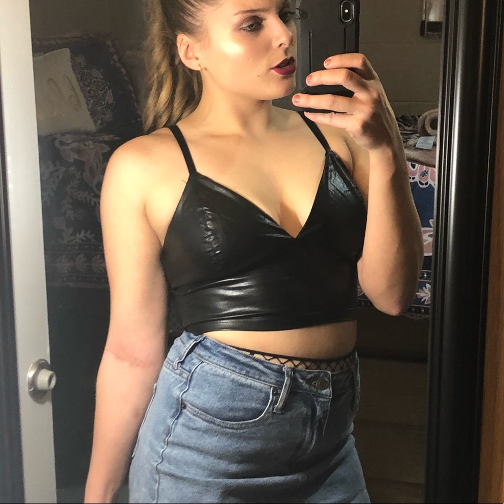 Leather crop top tank